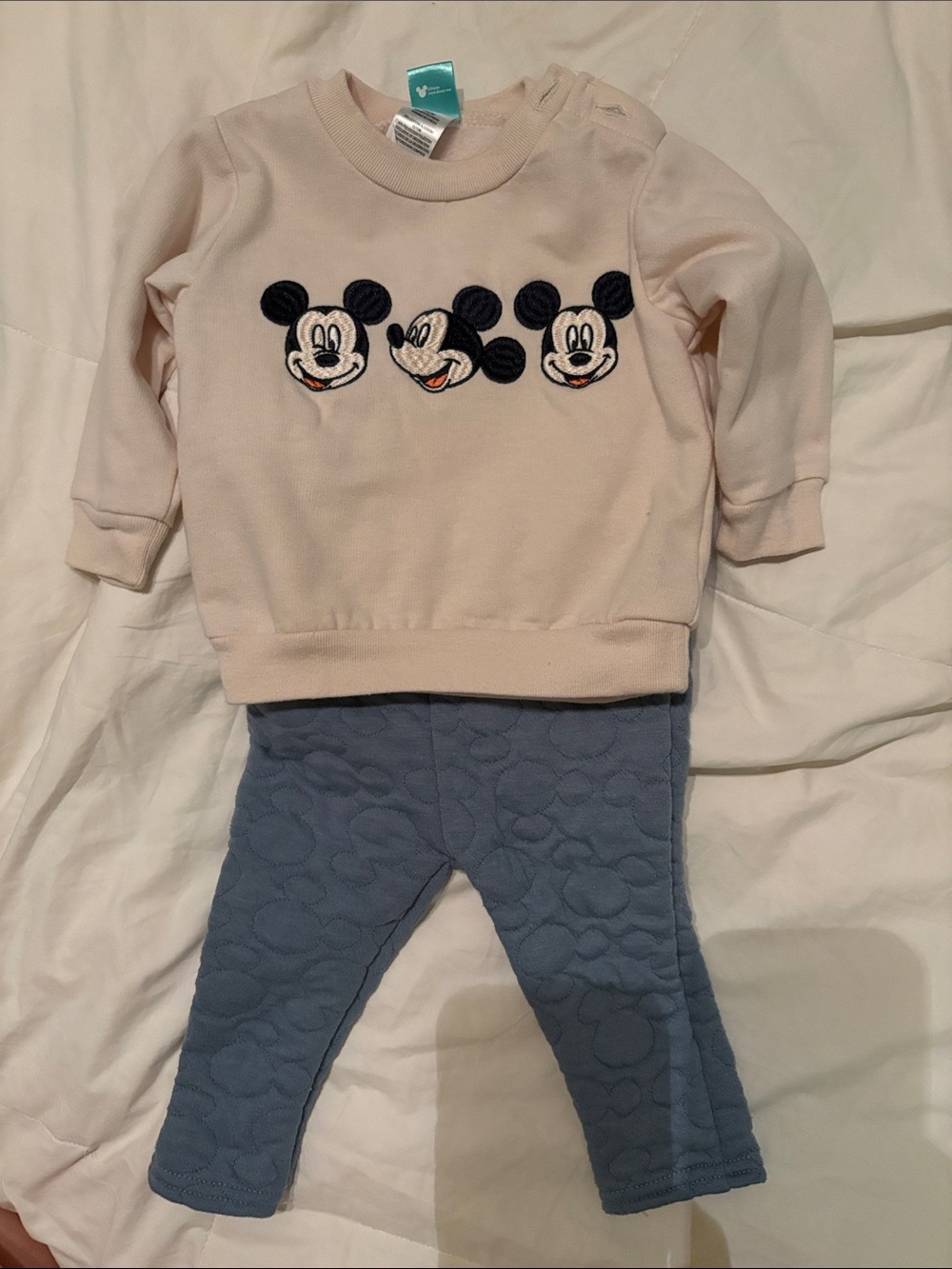 Disney Cream Sweatshirt with Navy Mickey Embroidery